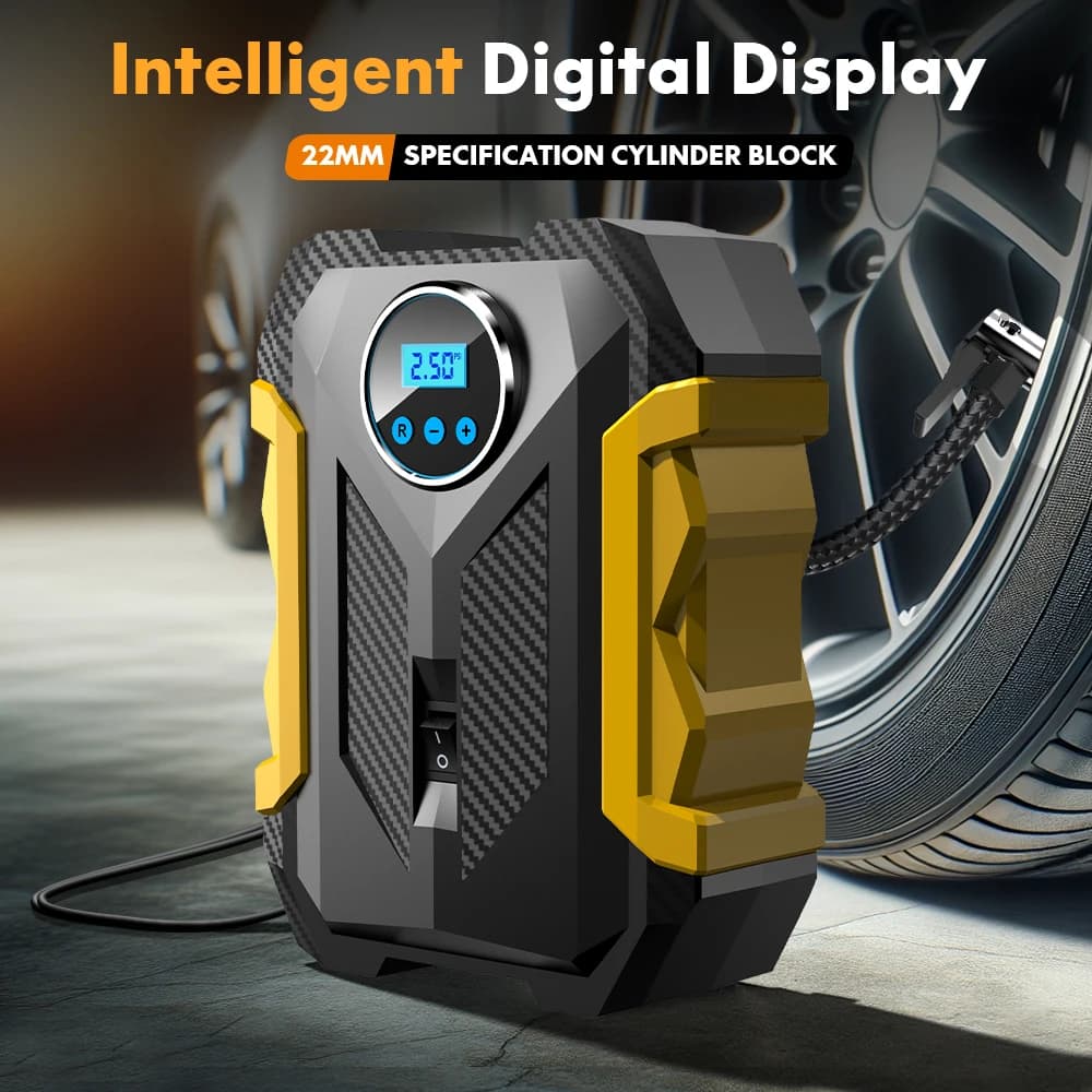 Carsun 150Psi 12V Inflator: Digital Display, Led Light, Smart Tire Pressure, 3m
