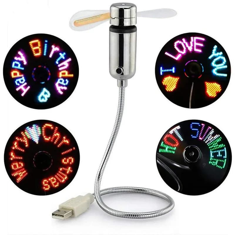 Creative USB Fan，USB LED RGB Light Programmable Fan Flexible Gooseneck DIY