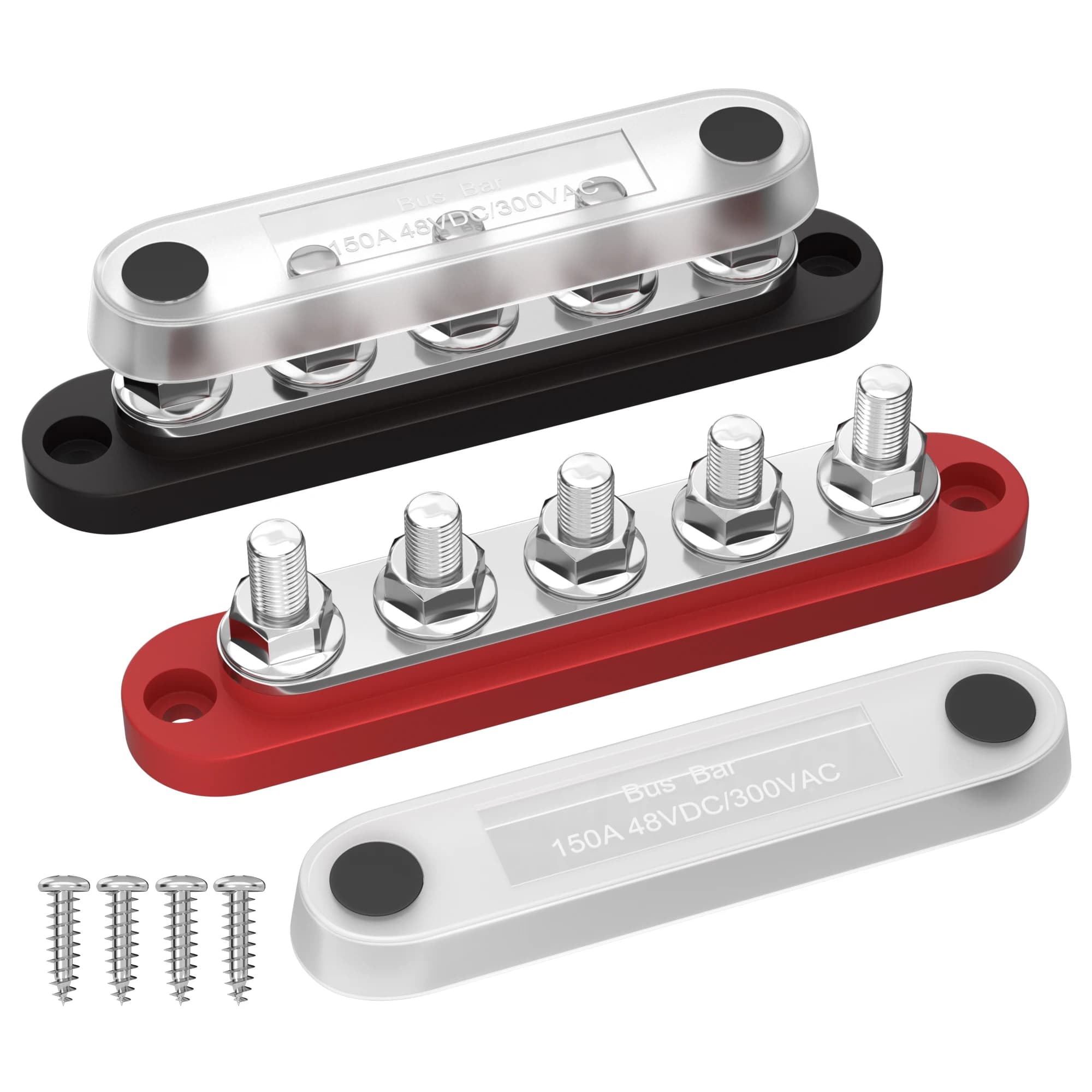 DaierTek Bus Bar 12V Power Distribution Block With Cover 5 X 1/4' Studs