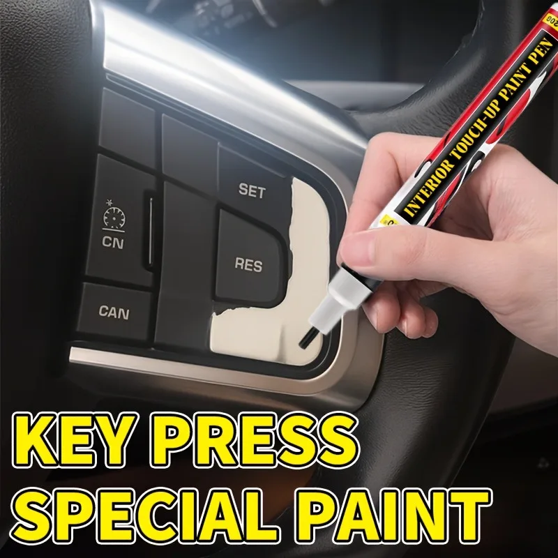 Car Button Paint Repair Pen | Black Touch-Up | Fix Interior/Steering