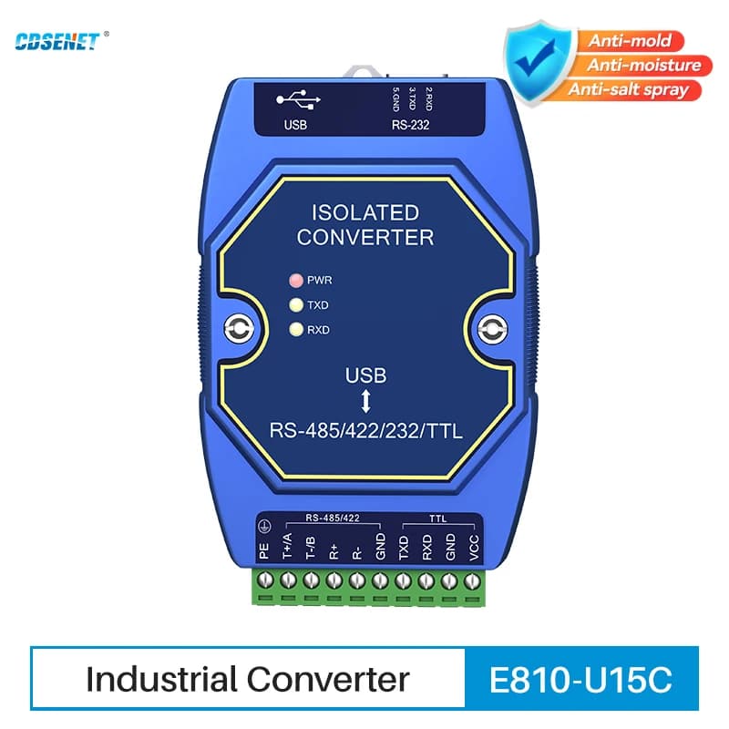 USB to RS485 RS422 RS232 TTL Industrial Converter CDSENET E810-U15c CH340 Power