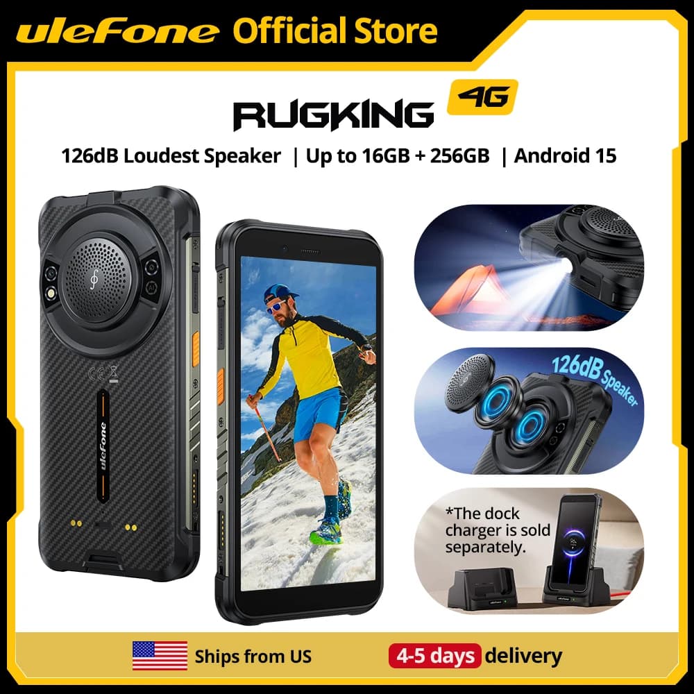 Ulefone RugKing 4G Rugged Phone Android 15 Up to 16GB+256GB